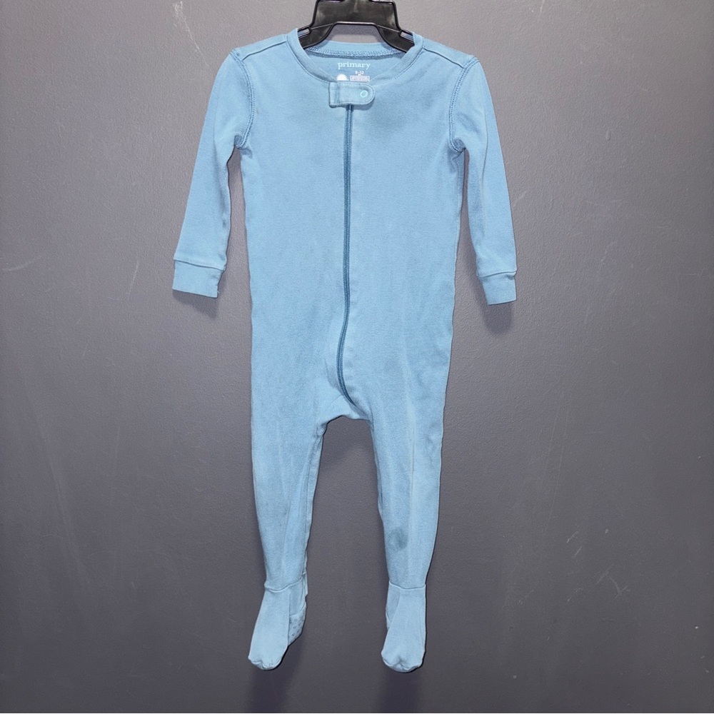 Primary Brand 9-12m Organic Cotton Sleeper Pajamas Blue One Piece Footed Zip Up